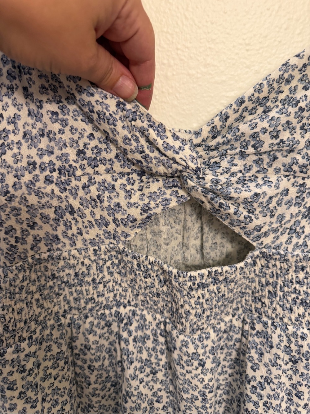 American Eagle Outfitters Blue Floral Tie-Front Mini Dress - Picture 2 of 7